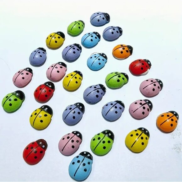 Set of TEN Colorful Bug Beetles Resin Charm Magnets - Picture 2 of 3